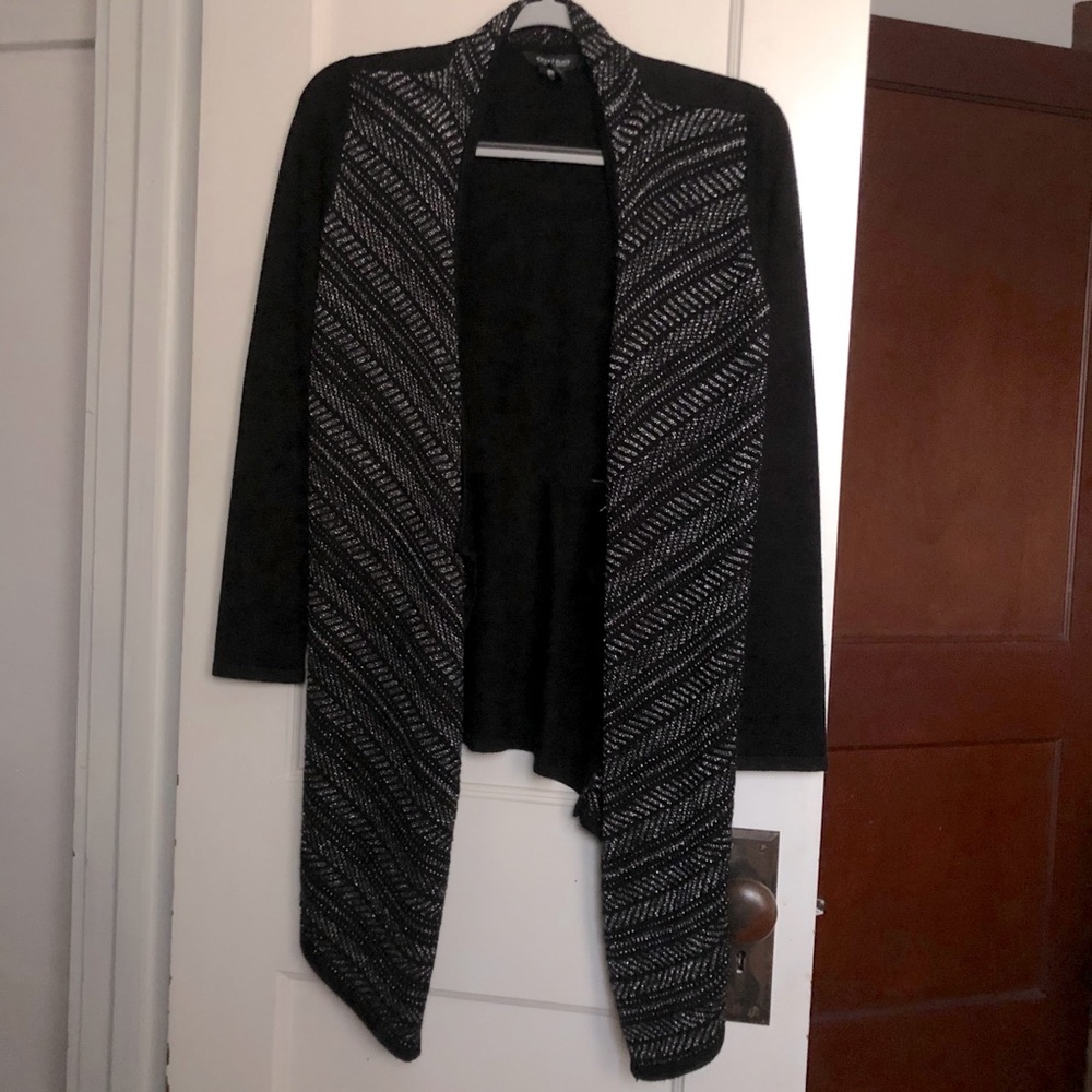 Black & silver open front cardigan